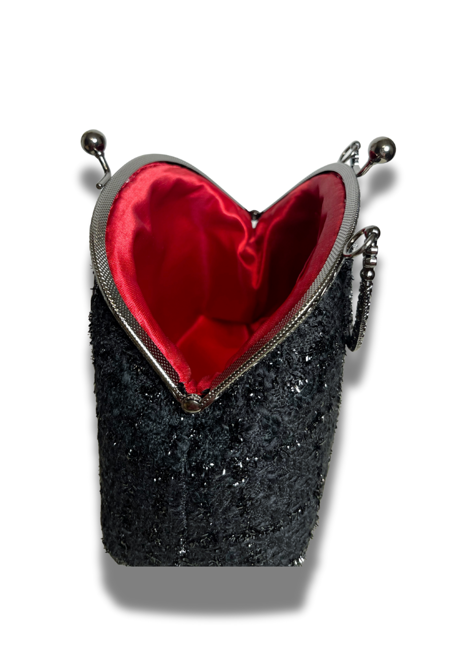 Sac Leonie en tweed noir