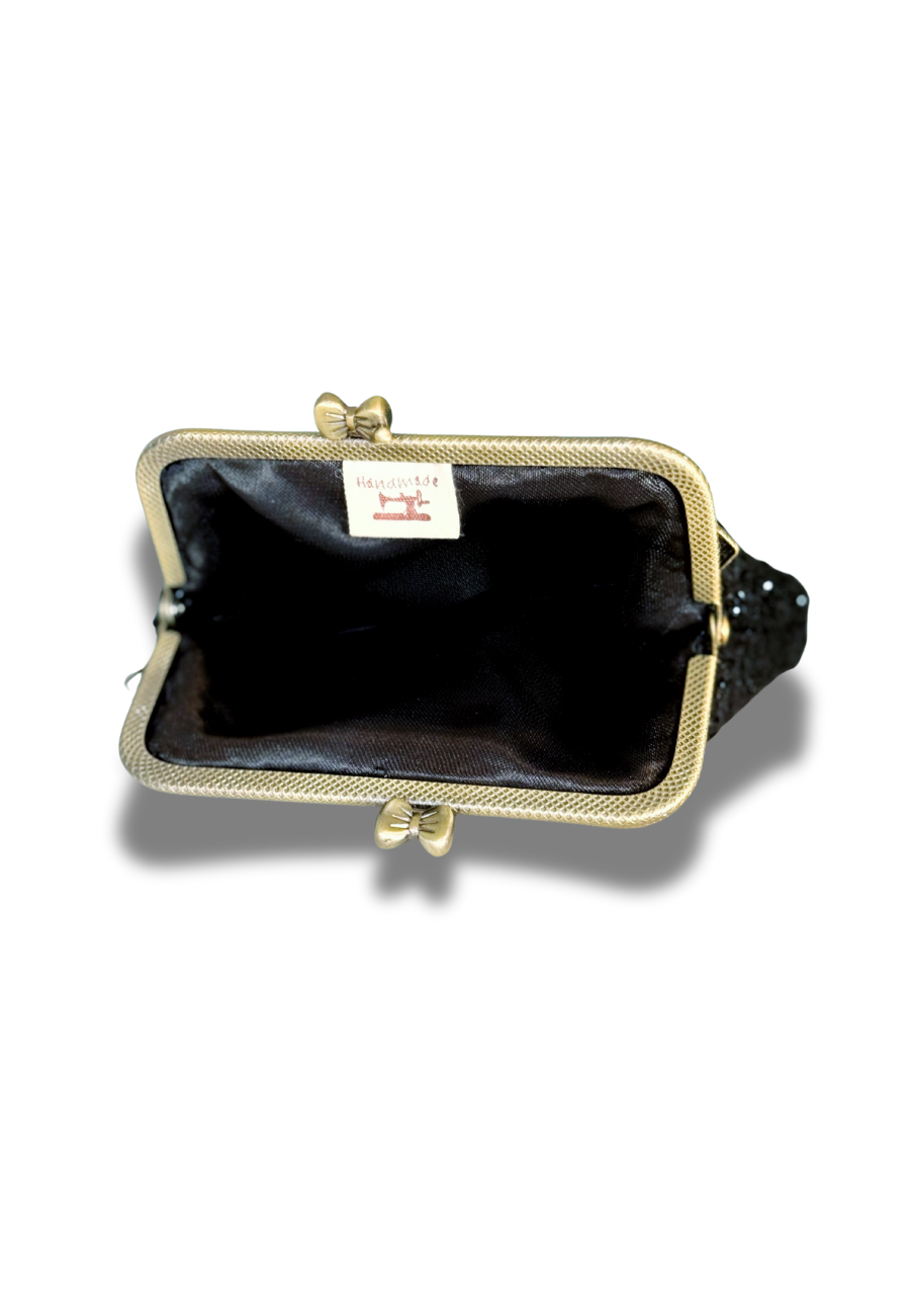 Porte monnaie tweed noir