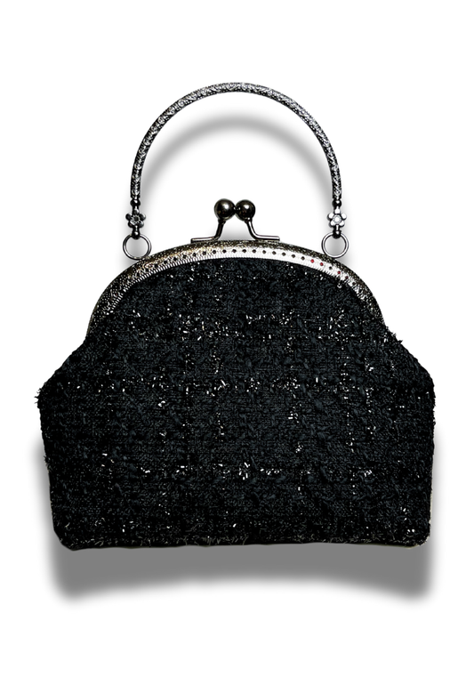Sac Leonie en tweed noir