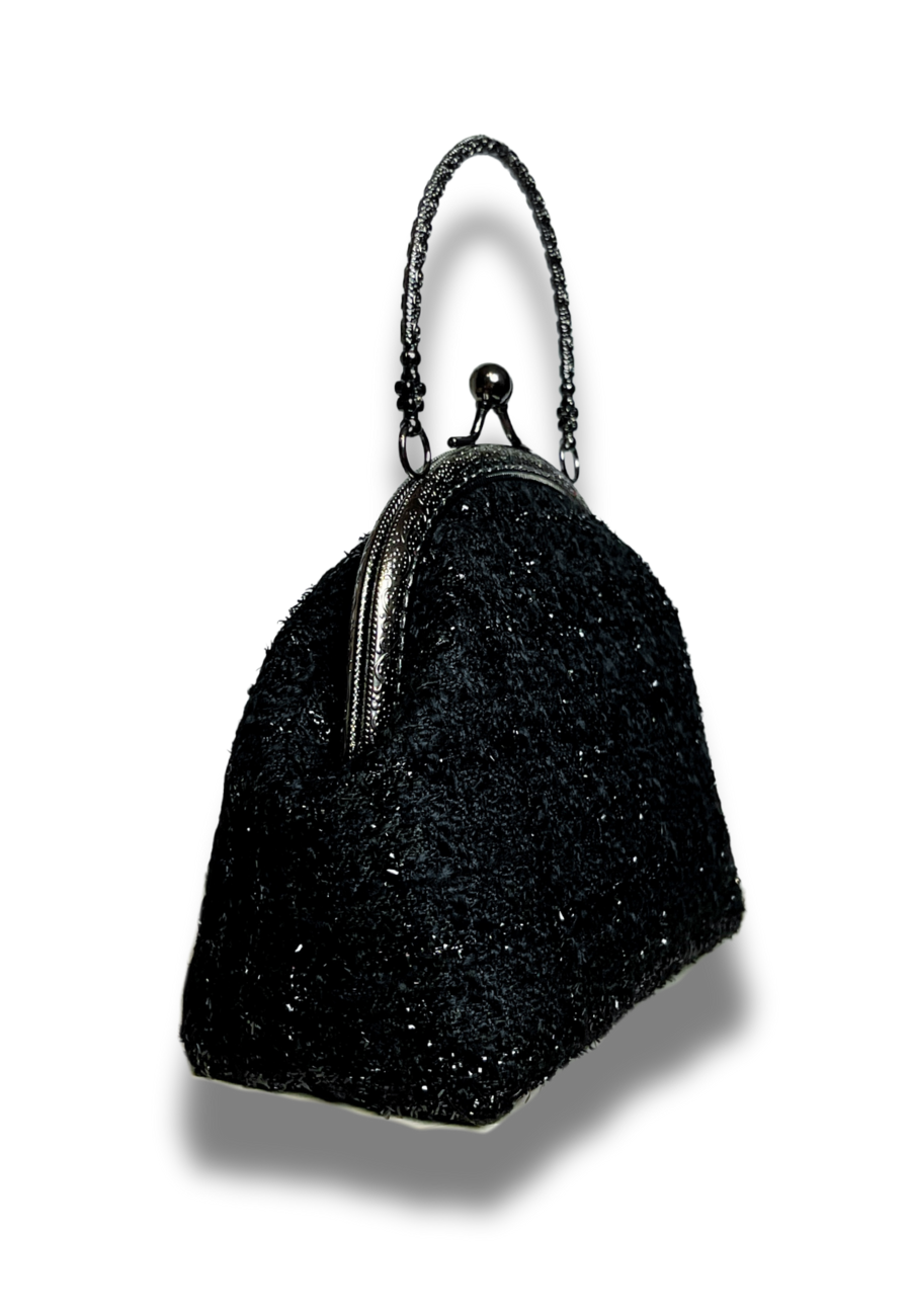 Sac Leonie en tweed noir