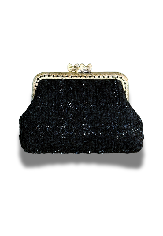 Porte monnaie tweed noir