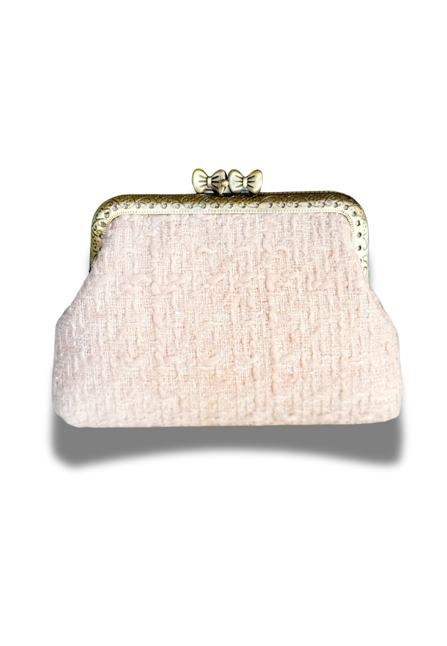 Porte monnaie tweed rose