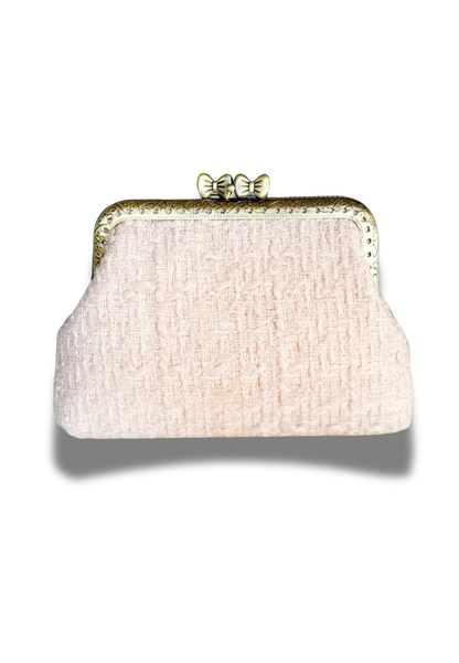 Porte monnaie tweed rose