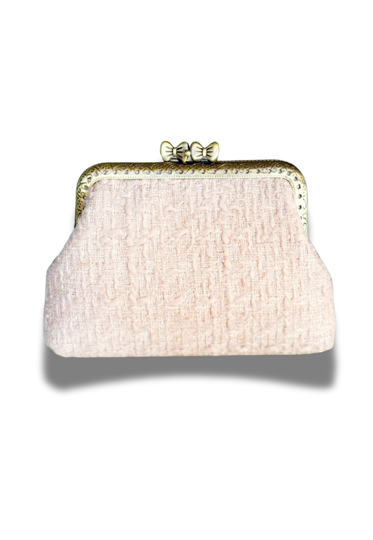 Porte monnaie tweed rose